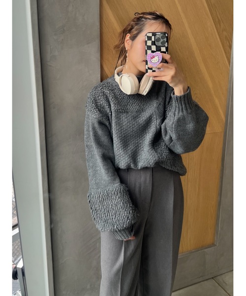 jumelle（ジュメロ）の「mix pattern knit（ニット/セーター・レディース・チャコール/アイボリー・MEDIUM）」の17枚目の写真