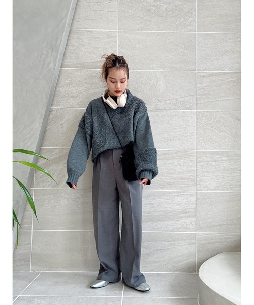 jumelle（ジュメロ）の「mix pattern knit（ニット/セーター・レディース・チャコール/アイボリー・MEDIUM）」の21枚目の写真