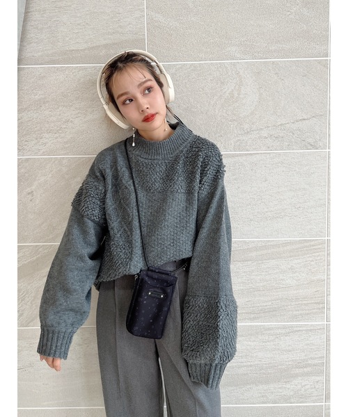 jumelle（ジュメロ）の「mix pattern knit（ニット/セーター・レディース・チャコール/アイボリー・MEDIUM）」の8枚目の写真