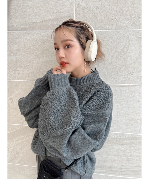 jumelle（ジュメロ）の「mix pattern knit（ニット/セーター・レディース・チャコール/アイボリー・MEDIUM）」の11枚目の写真