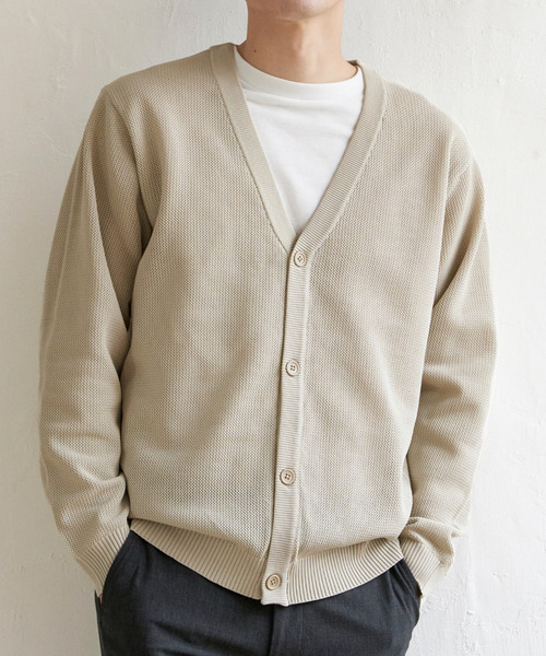ikka(イッカ)の「【2点セット】GOKU楽ニットカーデインナーセット(ニット/セーター・メンズ・ベージュ/ネイビー/グレー・S/XL/M/L)」の1枚目の写真