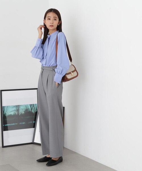 N.(N. Natural Beauty Basic)(エヌエヌナチュラルビューティーベーシック)の「【S Size Line】◆ハイウエストベルト付きワイドパンツ(スラックス・レディース・オフホワイト/グレー/チャコール・SMALL/MEDIUM)」の6枚目の写真