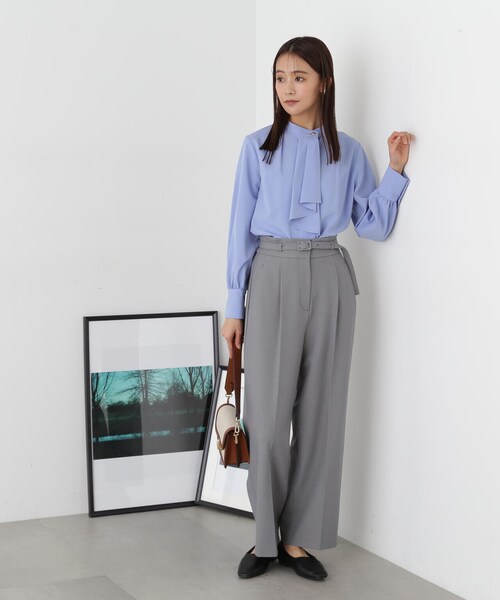 N.(N. Natural Beauty Basic)(エヌエヌナチュラルビューティーベーシック)の「【S Size Line】◆ハイウエストベルト付きワイドパンツ(スラックス・レディース・オフホワイト/グレー/チャコール・SMALL/MEDIUM)」の20枚目の写真