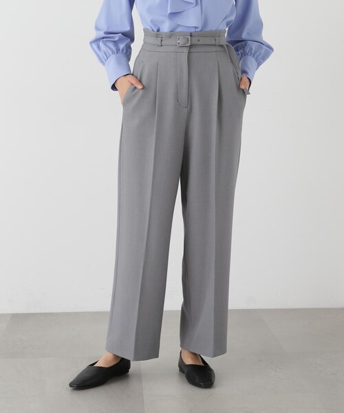 N.(N. Natural Beauty Basic)(エヌエヌナチュラルビューティーベーシック)の「【S Size Line】◆ハイウエストベルト付きワイドパンツ(スラックス・レディース・オフホワイト/グレー/チャコール・SMALL/MEDIUM)」の9枚目の写真