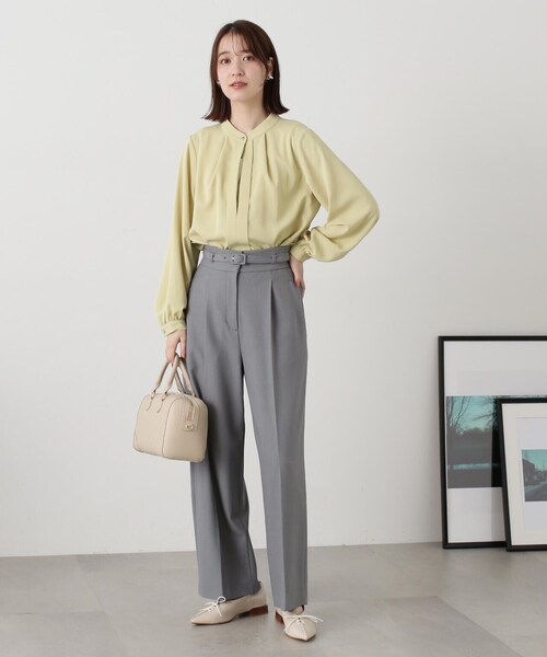 N.(N. Natural Beauty Basic)(エヌエヌナチュラルビューティーベーシック)の「【S Size Line】◆ハイウエストベルト付きワイドパンツ(スラックス・レディース・オフホワイト/グレー/チャコール・SMALL/MEDIUM)」の21枚目の写真