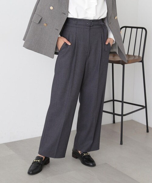 N.(N. Natural Beauty Basic)(エヌエヌナチュラルビューティーベーシック)の「【S Size Line】◆ハイウエストベルト付きワイドパンツ(スラックス・レディース・オフホワイト/グレー/チャコール・SMALL/MEDIUM)」の18枚目の写真