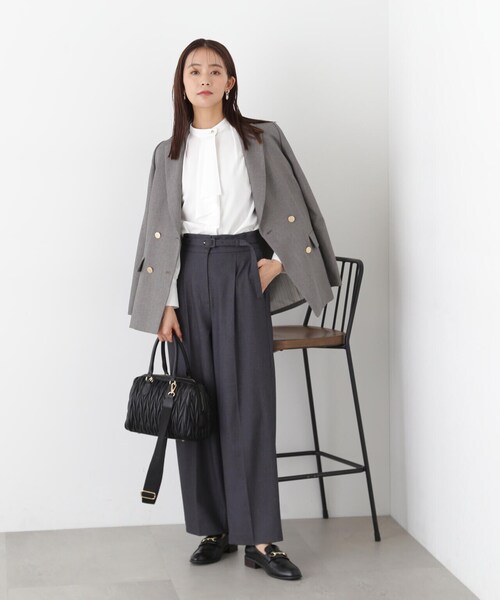 N.(N. Natural Beauty Basic)(エヌエヌナチュラルビューティーベーシック)の「【S Size Line】◆ハイウエストベルト付きワイドパンツ(スラックス・レディース・オフホワイト/グレー/チャコール・SMALL/MEDIUM)」の10枚目の写真