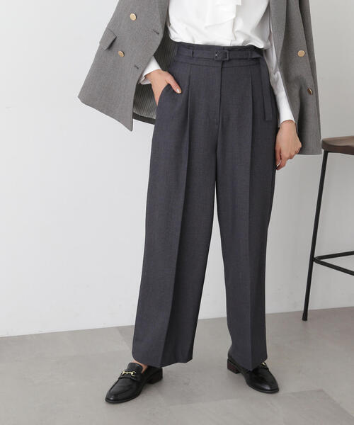 N.(N. Natural Beauty Basic)(エヌエヌナチュラルビューティーベーシック)の「【S Size Line】◆ハイウエストベルト付きワイドパンツ(スラックス・レディース・オフホワイト/グレー/チャコール・SMALL/MEDIUM)」の19枚目の写真