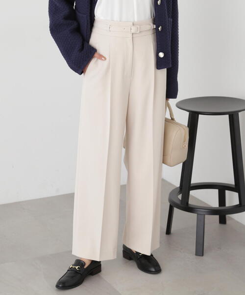 N.(N. Natural Beauty Basic)(エヌエヌナチュラルビューティーベーシック)の「【S Size Line】◆ハイウエストベルト付きワイドパンツ(スラックス・レディース・オフホワイト/グレー/チャコール・SMALL/MEDIUM)」の8枚目の写真