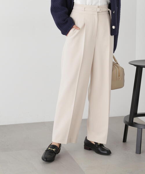 N.(N. Natural Beauty Basic)(エヌエヌナチュラルビューティーベーシック)の「【S Size Line】◆ハイウエストベルト付きワイドパンツ(スラックス・レディース・オフホワイト/グレー/チャコール・SMALL/MEDIUM)」の11枚目の写真