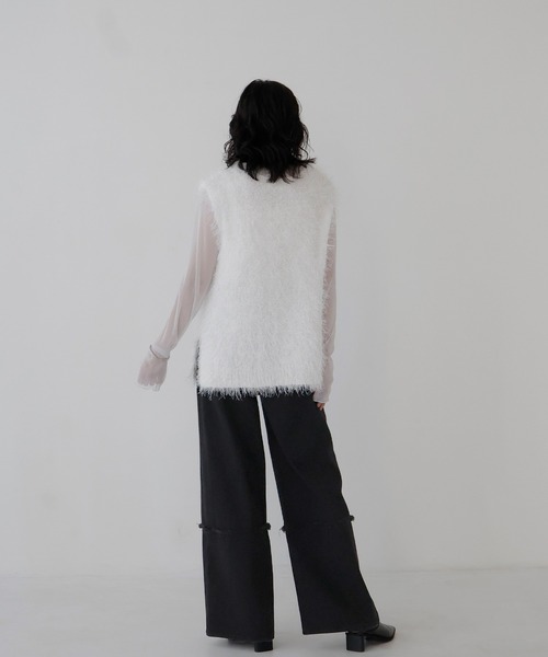 hellam（へラム）の「切り替えフリンジワイドデニム（デニムパンツ・レディース・ブルー/グレー/ブラック・MEDIUM/SMALL）」の13枚目の写真