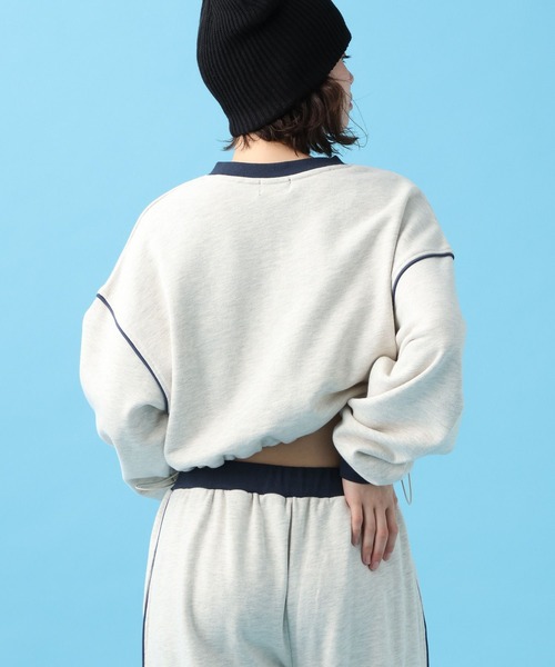 PBLIM（ページボーイリム）の「PAGEBOYLIM/バイカラーVショートプル（スウェット・レディース・杢グレー/チャコールグレー/グリーン・FREE）」の6枚目の写真