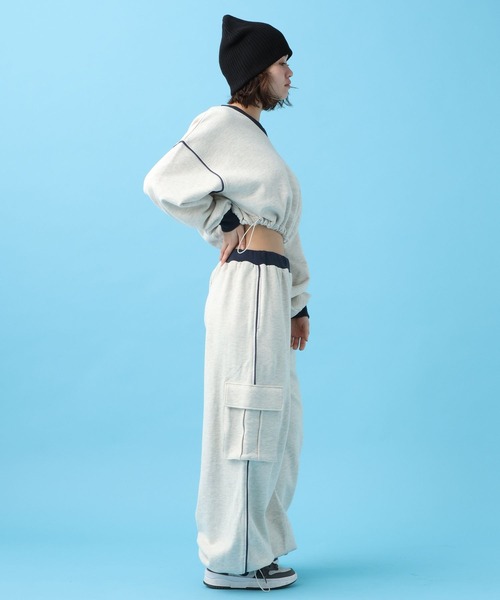 PBLIM（ページボーイリム）の「PAGEBOYLIM/バイカラーVショートプル（スウェット・レディース・杢グレー/チャコールグレー/グリーン・FREE）」の8枚目の写真