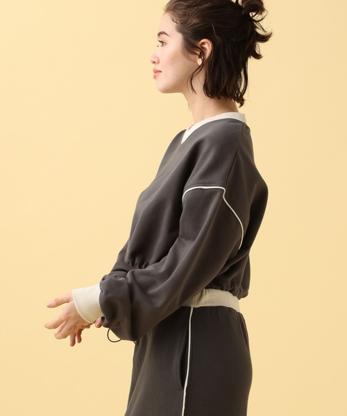 PBLIM（ページボーイリム）の「PAGEBOYLIM/バイカラーVショートプル（スウェット・レディース・杢グレー/チャコールグレー/グリーン・FREE）」の13枚目の写真