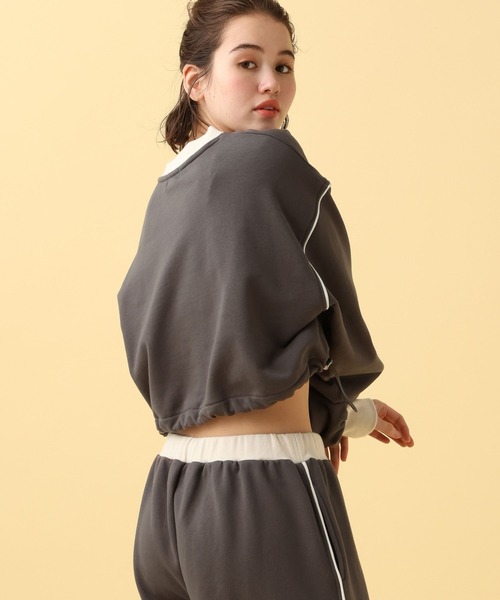 PBLIM（ページボーイリム）の「PAGEBOYLIM/バイカラーVショートプル（スウェット・レディース・杢グレー/チャコールグレー/グリーン・FREE）」の16枚目の写真