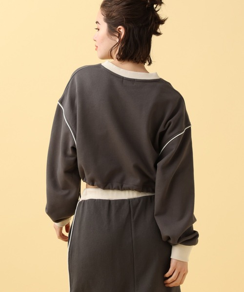 PBLIM（ページボーイリム）の「PAGEBOYLIM/バイカラーVショートプル（スウェット・レディース・杢グレー/チャコールグレー/グリーン・FREE）」の17枚目の写真