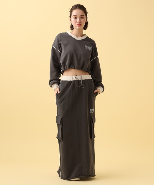 PBLIM（ページボーイリム）の「PAGEBOYLIM/バイカラーVショートプル（スウェット・レディース・杢グレー/チャコールグレー/グリーン・FREE）」の18枚目の写真