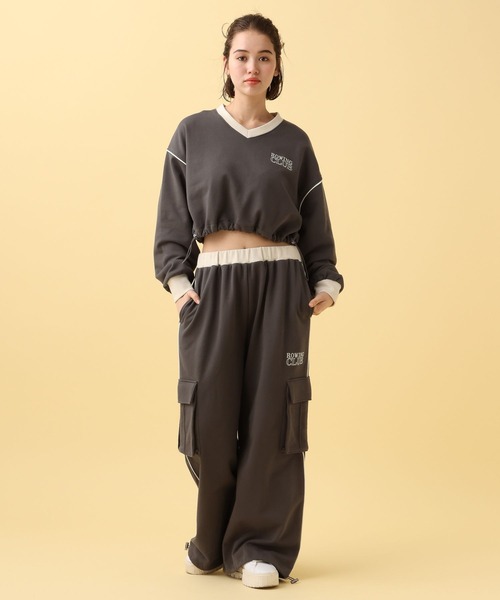 PBLIM（ページボーイリム）の「PAGEBOYLIM/バイカラーVショートプル（スウェット・レディース・杢グレー/チャコールグレー/グリーン・FREE）」の21枚目の写真