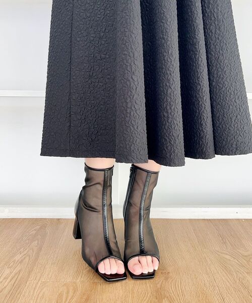 ESPERANZA（エスペランサ）の「ブロックヒールチュールブーツサンダル 24SS（ブーツ・レディース・ベージュ系8/グレー系4/ブラック系8・S/M/L/LL）」の4枚目の写真