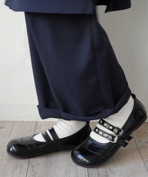ダブルストラップ フラット シューズ #_（バレエシューズ