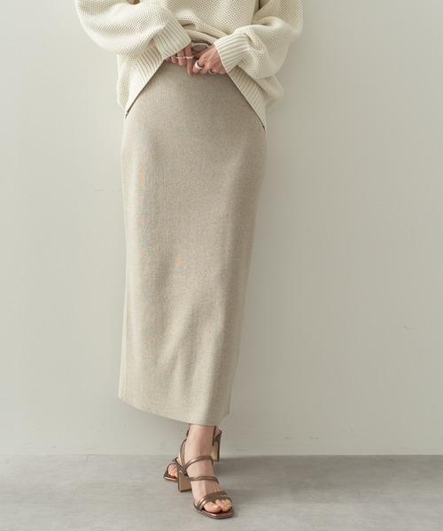 AMERICAN HOLIC（アメリカンホリック）の「総針ニットタイトスカート（スカート・レディース・ベージュ系その他2/ブラック・S/L/M）」の2枚目の写真