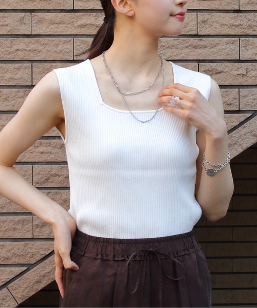 LE GLAZIK(ルグラジック)の「LE GLAZIK/ル グラジック スリーブレスニット SLEEVELESS KNIT LG-D0091 CPR(ニット/セーター・レディース・ブラック/オフホワイト/ライム・36)」の2枚目の写真