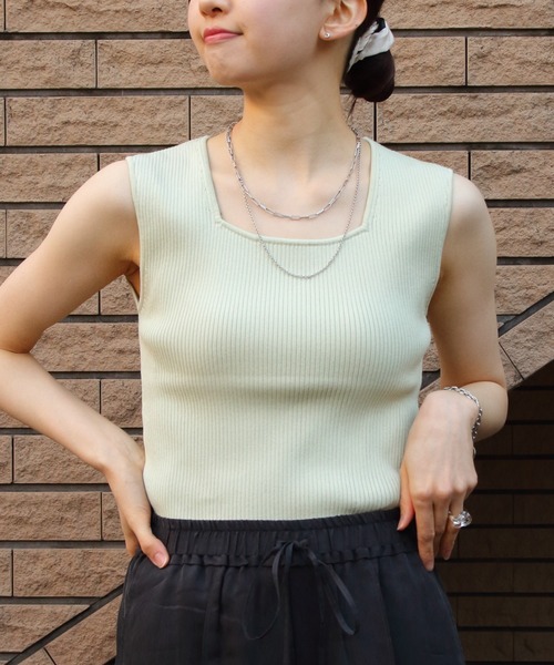LE GLAZIK(ルグラジック)の「LE GLAZIK/ル グラジック スリーブレスニット SLEEVELESS KNIT LG-D0091 CPR(ニット/セーター・レディース・ブラック/オフホワイト/ライム・36)」の21枚目の写真