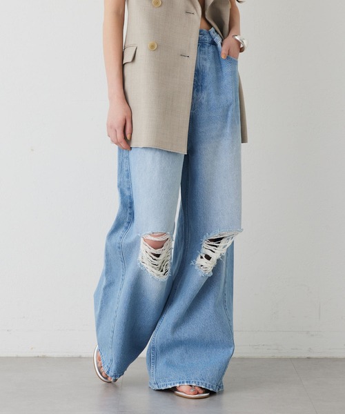 THE PAUSE（ザ ポーズ）の「【THE PAUSE】タックデニムパンツ（デニムパンツ・レディース・ブルー/ブラック・36/38）」の2枚目の写真