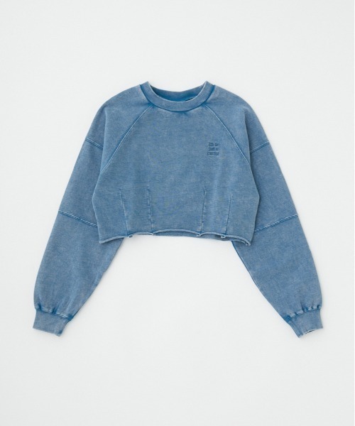 MOUSSY(マウジー)の「GARMENT DYE CUT OFF プルオーバー(スウェット・レディース・ライトブラック/ネイビー/ライトグレー・FREE)」の1枚目の写真