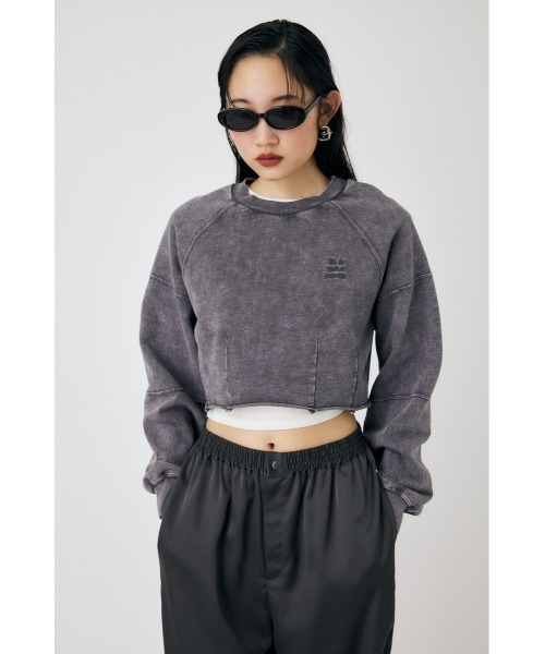 MOUSSY(マウジー)の「GARMENT DYE CUT OFF プルオーバー(スウェット・レディース・ライトブラック/ネイビー/ライトグレー・FREE)」の5枚目の写真