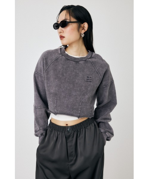 MOUSSY(マウジー)の「GARMENT DYE CUT OFF プルオーバー(スウェット・レディース・ライトブラック/ネイビー/ライトグレー・FREE)」の6枚目の写真