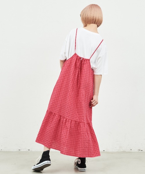 MERLOT（メルロー）の「ギンガムチェックキャミワンピース（ワンピース・レディース・グリーン/ピンク/ブラック・FREE）」の13枚目の写真
