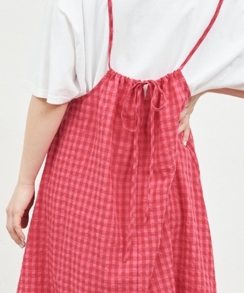 MERLOT（メルロー）の「ギンガムチェックキャミワンピース（ワンピース・レディース・グリーン/ピンク/ブラック・FREE）」の16枚目の写真