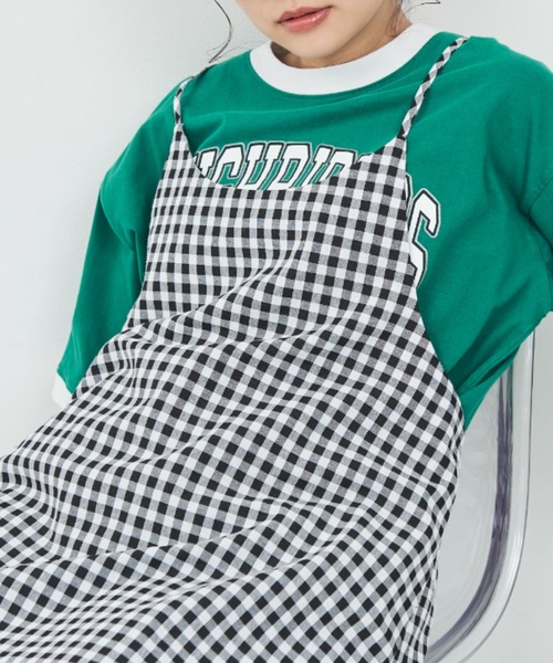 MERLOT（メルロー）の「ギンガムチェックキャミワンピース（ワンピース・レディース・グリーン/ピンク/ブラック・FREE）」の4枚目の写真