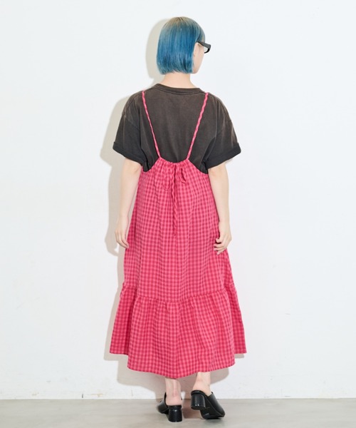 MERLOT（メルロー）の「ギンガムチェックキャミワンピース（ワンピース・レディース・グリーン/ピンク/ブラック・FREE）」の19枚目の写真