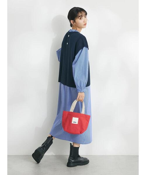 CRAFT STANDARD BOUTIQUE(クラフトスタンダードブティック)の「【洗える】ニットベスト+シャツワンピース-SET(シャツワンピース・レディース・ブラック/ネイビー・FREE)」の9枚目の写真