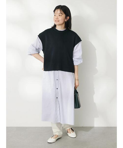 CRAFT STANDARD BOUTIQUE(クラフトスタンダードブティック)の「【洗える】ニットベスト+シャツワンピース-SET(シャツワンピース・レディース・ブラック/ネイビー・FREE)」の15枚目の写真