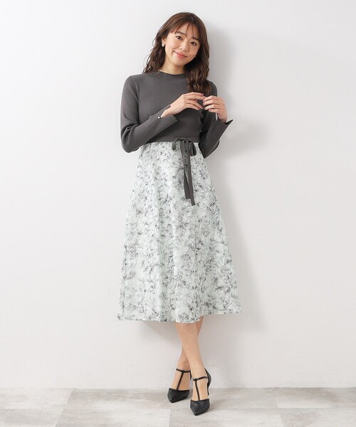 index（インデックス）の「◆≪美人百花掲載≫ リブニット×シアーフラワーワンピース【抗ピル/洗濯機洗い可】（ワンピース・レディース・チャコール/ベージュ系その他7/ネイビー系4・40/38/42/36）」の22枚目の写真