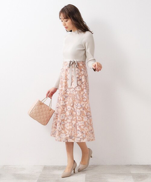 index（インデックス）の「◆≪美人百花掲載≫ リブニット×シアーフラワーワンピース【抗ピル/洗濯機洗い可】（ワンピース・レディース・チャコール/ベージュ系その他7/ネイビー系4・40/38/42/36）」の16枚目の写真