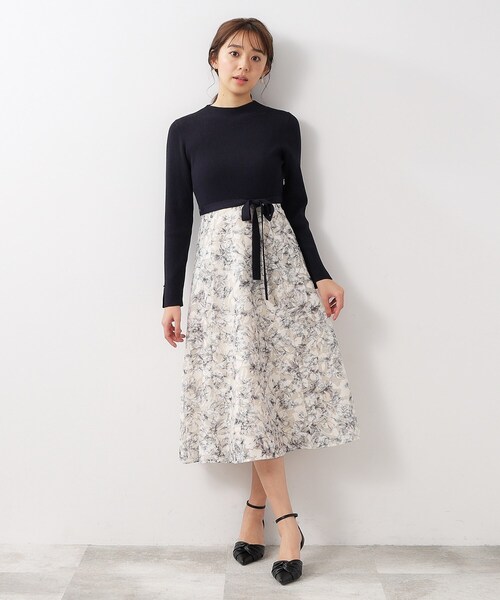 index（インデックス）の「◆≪美人百花掲載≫ リブニット×シアーフラワーワンピース【抗ピル/洗濯機洗い可】（ワンピース・レディース・チャコール/ベージュ系その他7/ネイビー系4・40/38/42/36）」の19枚目の写真