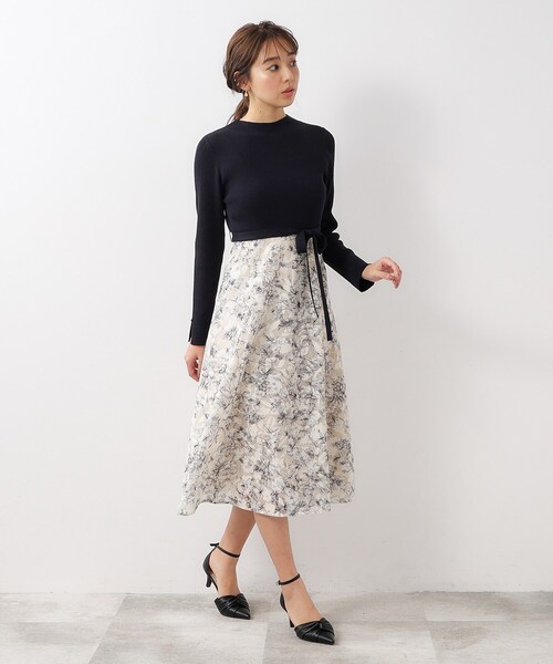 index（インデックス）の「◆≪美人百花掲載≫ リブニット×シアーフラワーワンピース【抗ピル/洗濯機洗い可】（ワンピース・レディース・チャコール/ベージュ系その他7/ネイビー系4・40/38/42/36）」の20枚目の写真