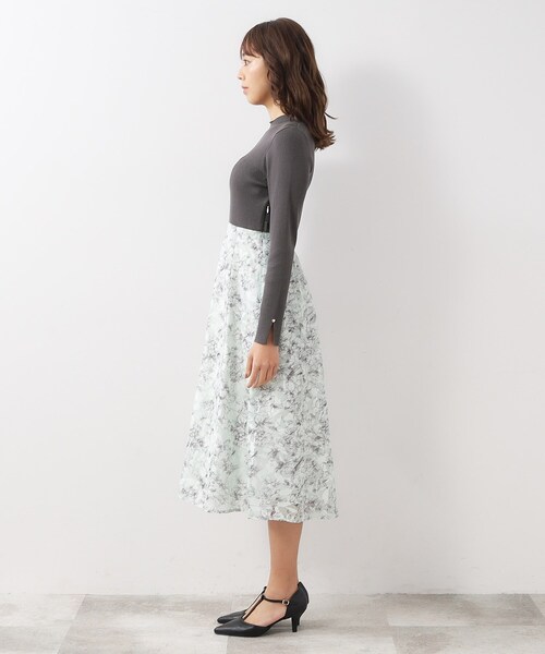 index（インデックス）の「◆≪美人百花掲載≫ リブニット×シアーフラワーワンピース【抗ピル/洗濯機洗い可】（ワンピース・レディース・チャコール/ベージュ系その他7/ネイビー系4・40/38/42/36）」の14枚目の写真