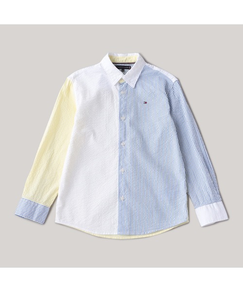 TOMMY HILFIGER（トミーヒルフィガー）の「BOYS シアサッカーストライプミックスシャツ（シャツ/ブラウス・キッズ・ブルー・160cm/150cm/140cm/130cm）」の5枚目の写真