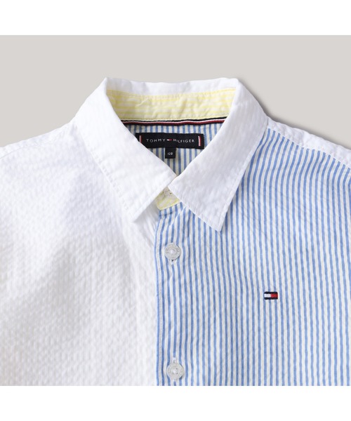 TOMMY HILFIGER（トミーヒルフィガー）の「BOYS シアサッカーストライプミックスシャツ（シャツ/ブラウス・キッズ・ブルー・160cm/150cm/140cm/130cm）」の7枚目の写真