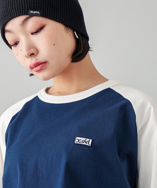 X-girl（エックスガール）の「BOX LOGO B/B TEE（Tシャツ/カットソー・レディース・ホワイト/ベージュ/ネイビー・S/M）」の12枚目の写真