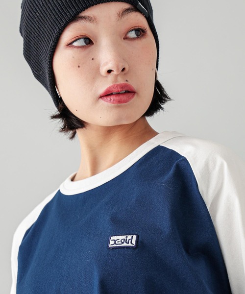 X-girl（エックスガール）の「BOX LOGO B/B TEE（Tシャツ/カットソー・レディース・ホワイト/ベージュ/ネイビー・S/M）」の11枚目の写真