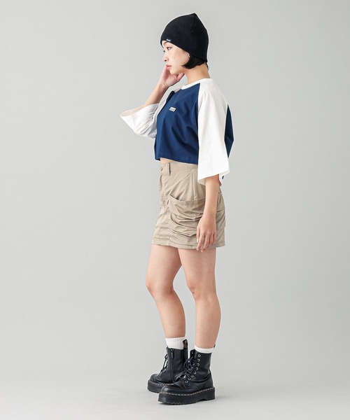 X-girl（エックスガール）の「BOX LOGO B/B TEE（Tシャツ/カットソー・レディース・ホワイト/ベージュ/ネイビー・S/M）」の9枚目の写真