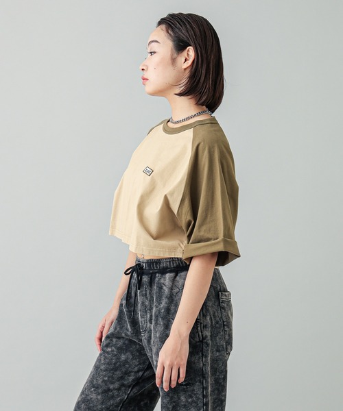 X-girl（エックスガール）の「BOX LOGO B/B TEE（Tシャツ/カットソー・レディース・ホワイト/ベージュ/ネイビー・S/M）」の21枚目の写真