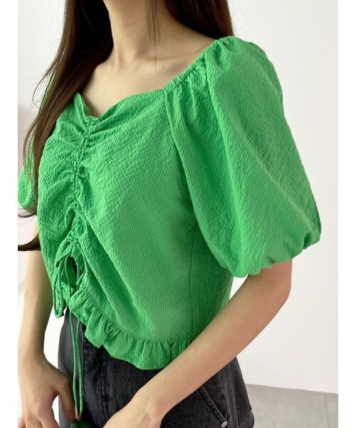 CALNAMUR（カルナムール）の「2WAYギャザーブラウス（シャツ/ブラウス・レディース・ブラック/イエロー/グリーン・FREE）」の5枚目の写真