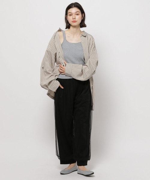 niko and...（ニコアンド）の「レーステレコタンクトップ（タンクトップ・レディース・ブラック/アイボリー/グレー・LARGE/MEDIUM）」の4枚目の写真